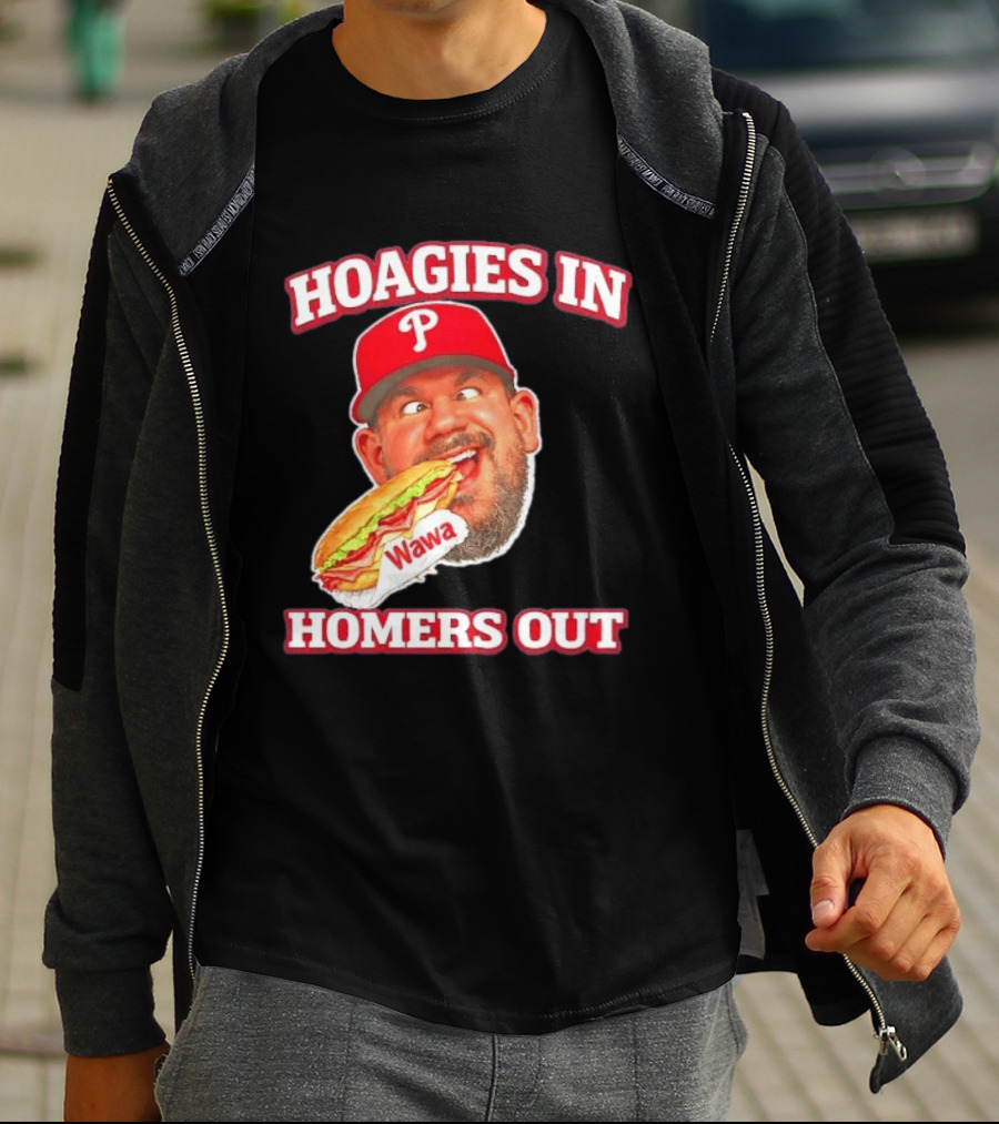 Hoagies In Homers Out Wawa Philadelphia Baseball Player Eating Sandwich T-Shirt