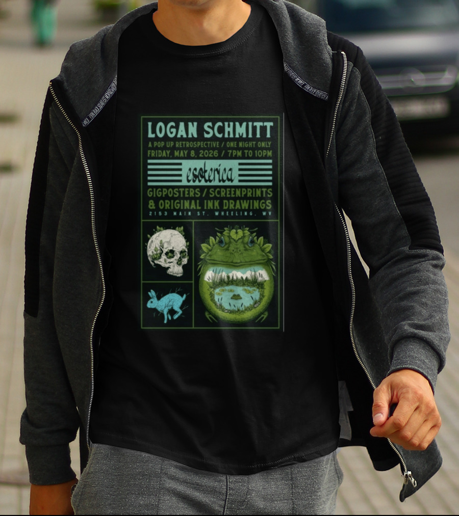 Logan Schmitt Esoterica Pop Up Retrospective May 08 2026 Wheeling WV Gig S Screenprints Ink Drawings T-Shirt