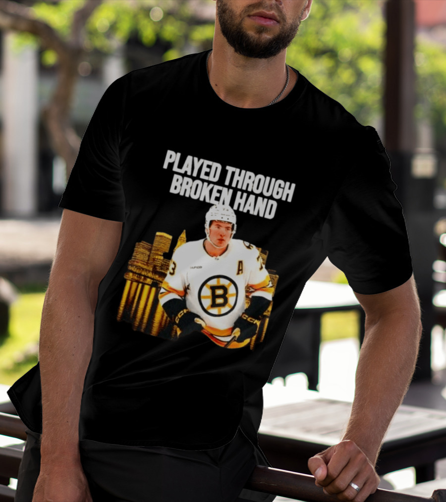 Charlie McAvoy Played Through Broken Hand Boston Hockey T-Shirt