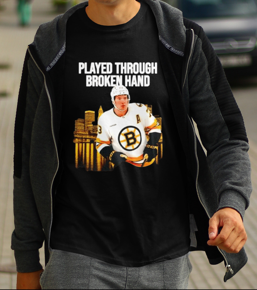 Charlie McAvoy Played Through Broken Hand Boston Hockey T-Shirt