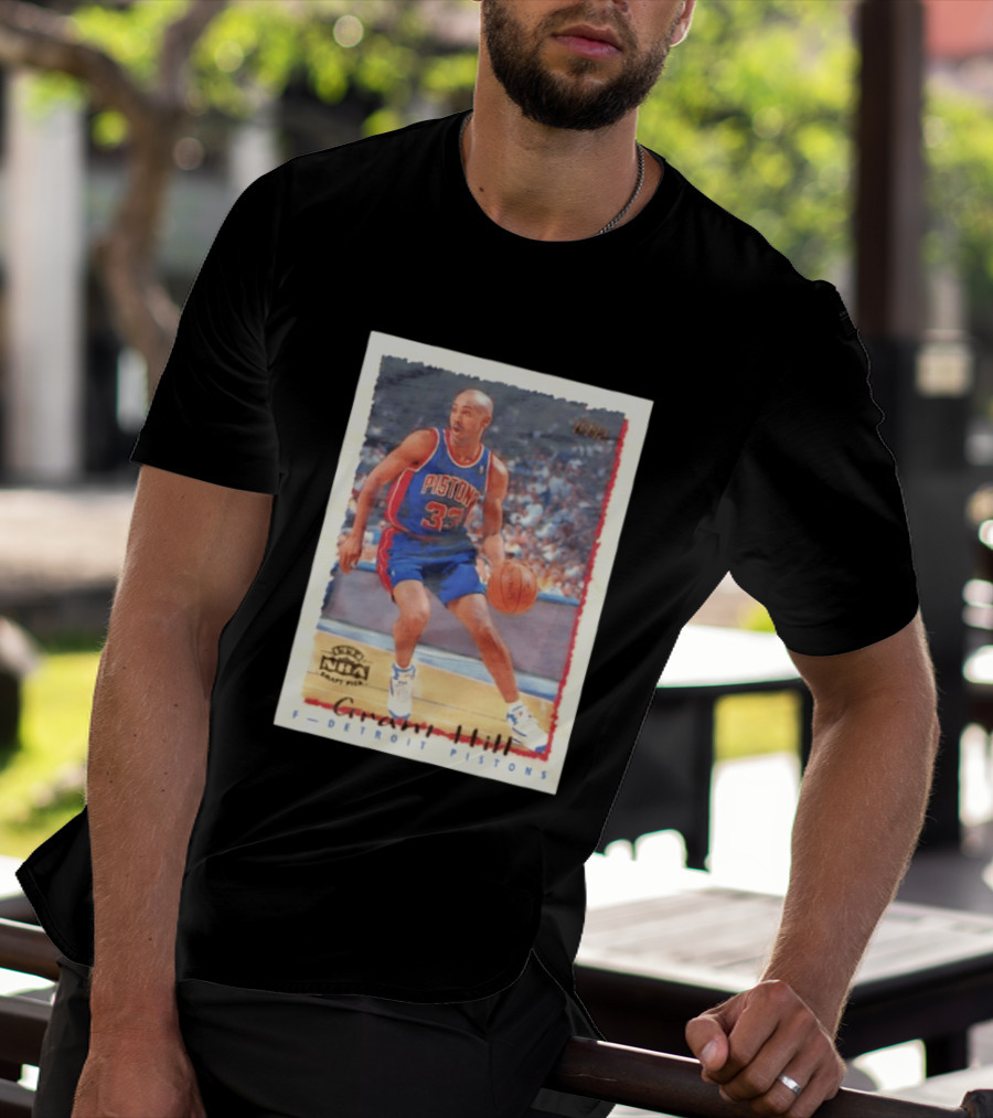 Detroit Pistons Grant Hill NBA Rookie Year 1994 Basketball Card T-Shirt