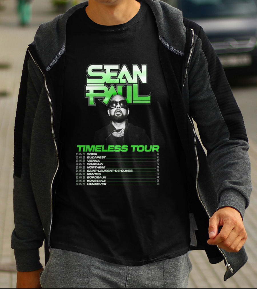 Sean Paul Timeless Tour Sofia Budapest Vienna Warsaw 2026 T-Shirt
