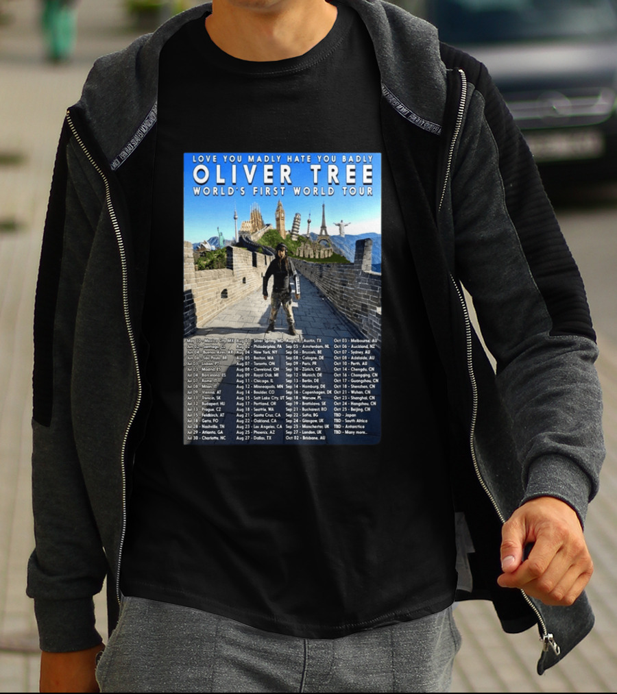 Oliver Tree World's First World Tour Love You Madly Hate You Badly Fall 2026 Tour Dates T-Shirt