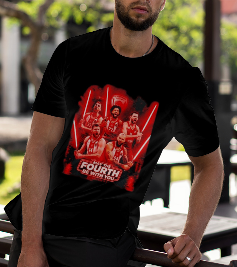 Olympiacos B.C Basketball May The Fourth Be With You Star Wars Players Lightsabers T-Shirt