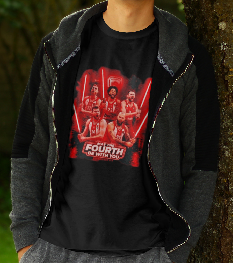 Olympiacos B.C Basketball May The Fourth Be With You Star Wars Players Lightsabers T-Shirt