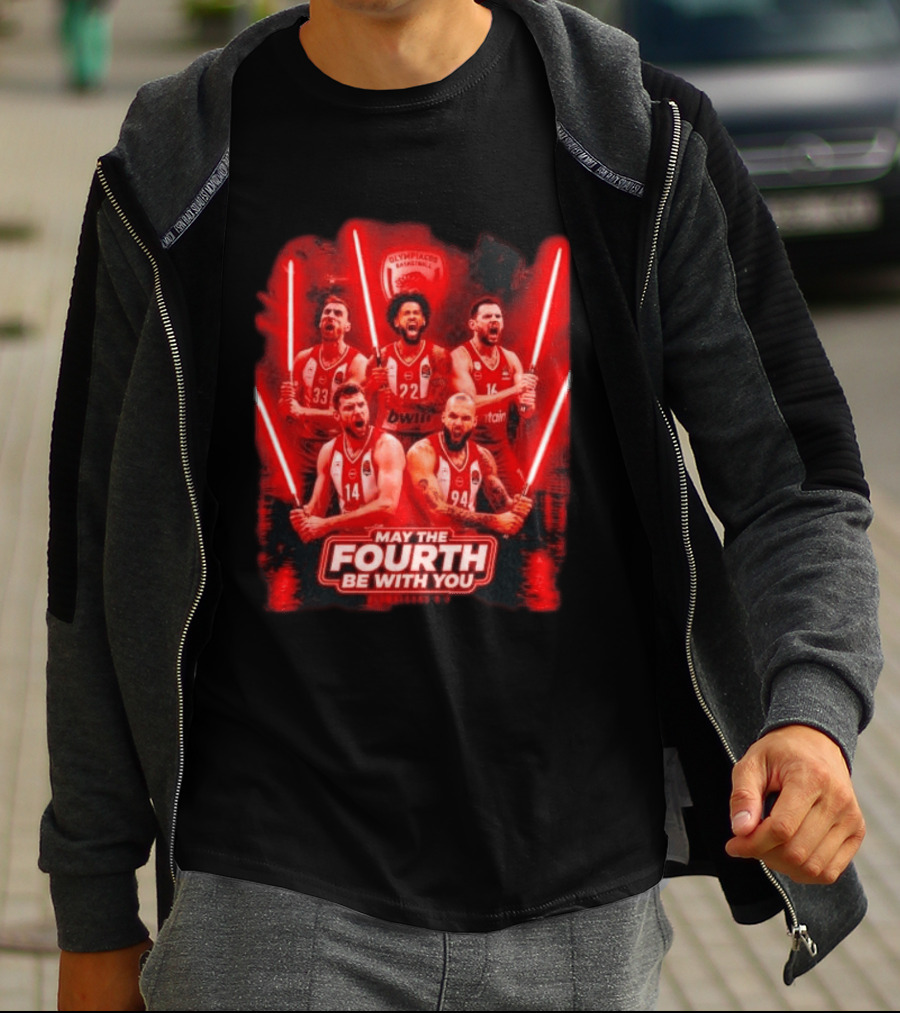 Olympiacos B.C Basketball May The Fourth Be With You Star Wars Players Lightsabers T-Shirt