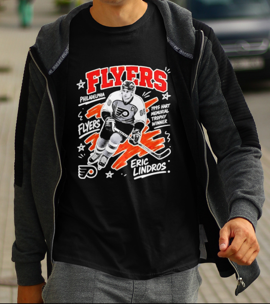 Philadelphia Flyers Eric Lindros 1995 Hart Memorial Trophy Winner Hockey Legend T-Shirt