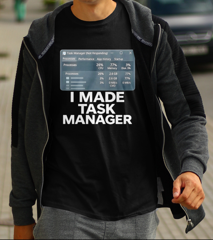 Task Manager Not Responding I Made Task Manager Processes Performance App History Startup T-Shirt