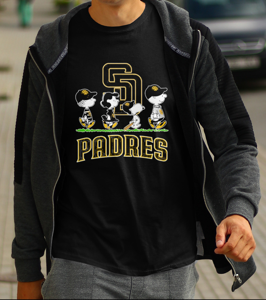 San Diego Padres Peanuts Abbey Road 2026 Charlie Brown Snoopy Woodstock T-Shirt