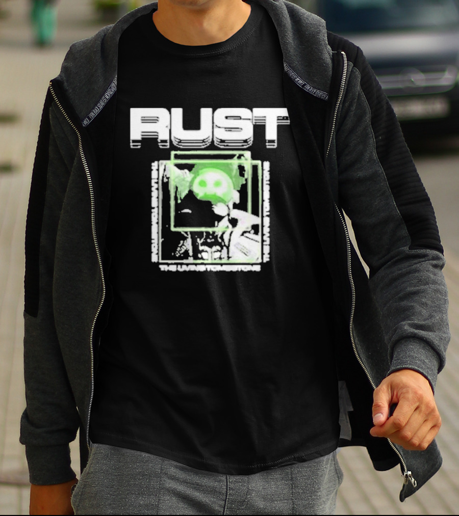 The Living Tombstone Rust Green Skull Gaming T-Shirt