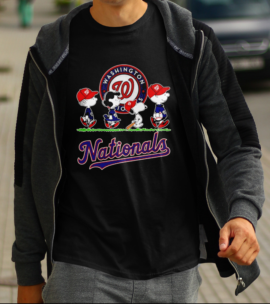 Washington Nationals Peanuts Characters Abbey Road Walking 2026 T-Shirt