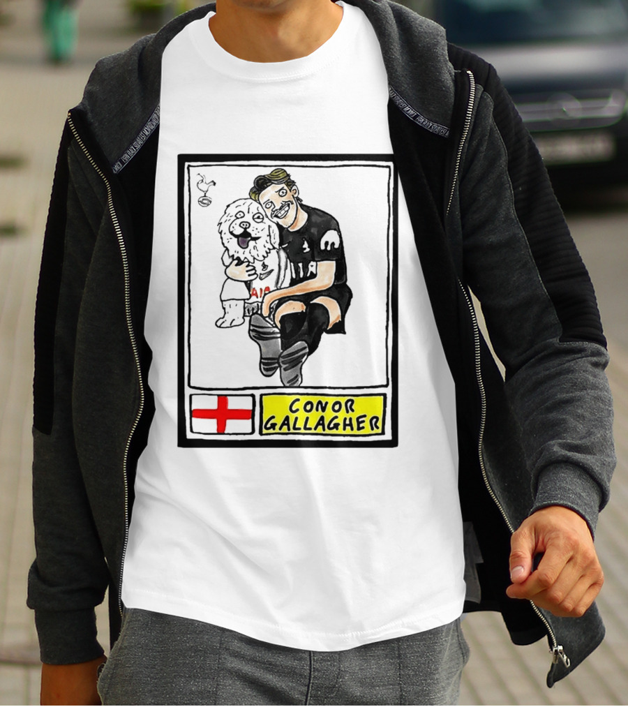 Conor Gallagher Hugging Dog With England Cross And Spurs T-Shirt