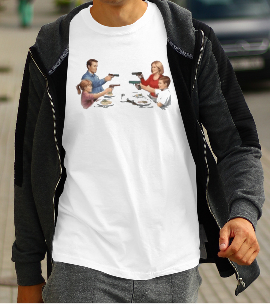 Bloody Sunday Last Supper Family At Dinner Table With Guns T-Shirt