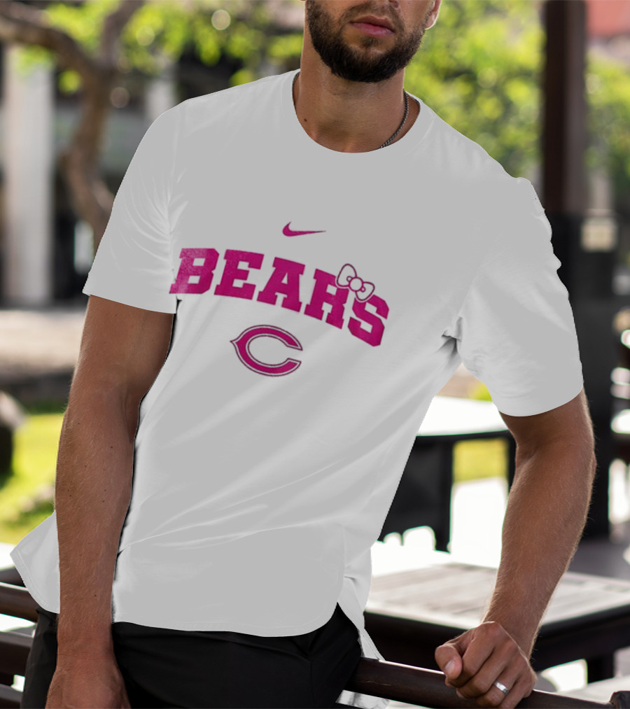 Nike Hello Kitty Bears Pink Bow Chicago Bears Collaboration T-Shirt