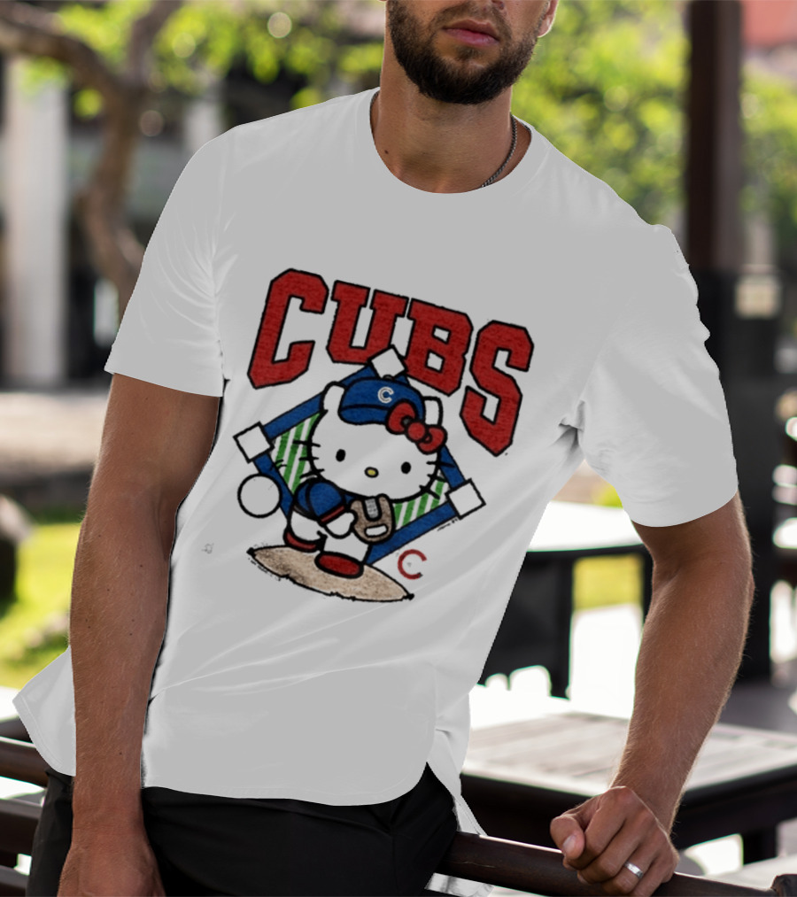 Hello Kitty Cubs Baseball Collaboration With Chicago Cubs Pitcher T-Shirt