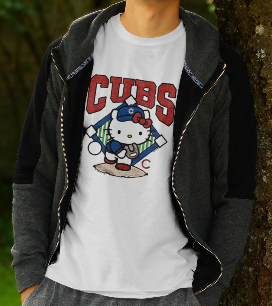 Hello Kitty Cubs Baseball Collaboration With Chicago Cubs Pitcher T-Shirt