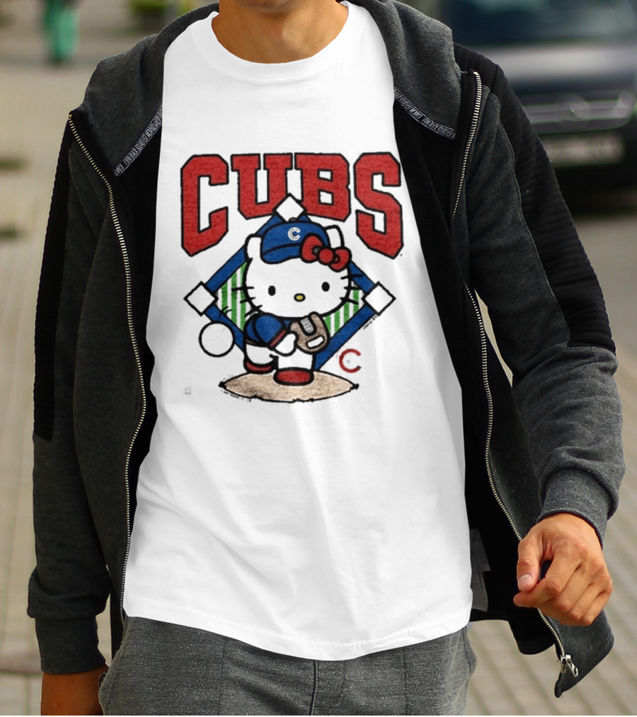 Hello Kitty Cubs Baseball Collaboration With Chicago Cubs Pitcher T-Shirt