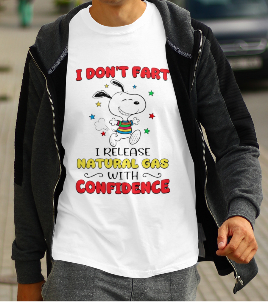 Playful Dog Cartoon I Don't Fart I Release Natural Gas With Confidence T-Shirt