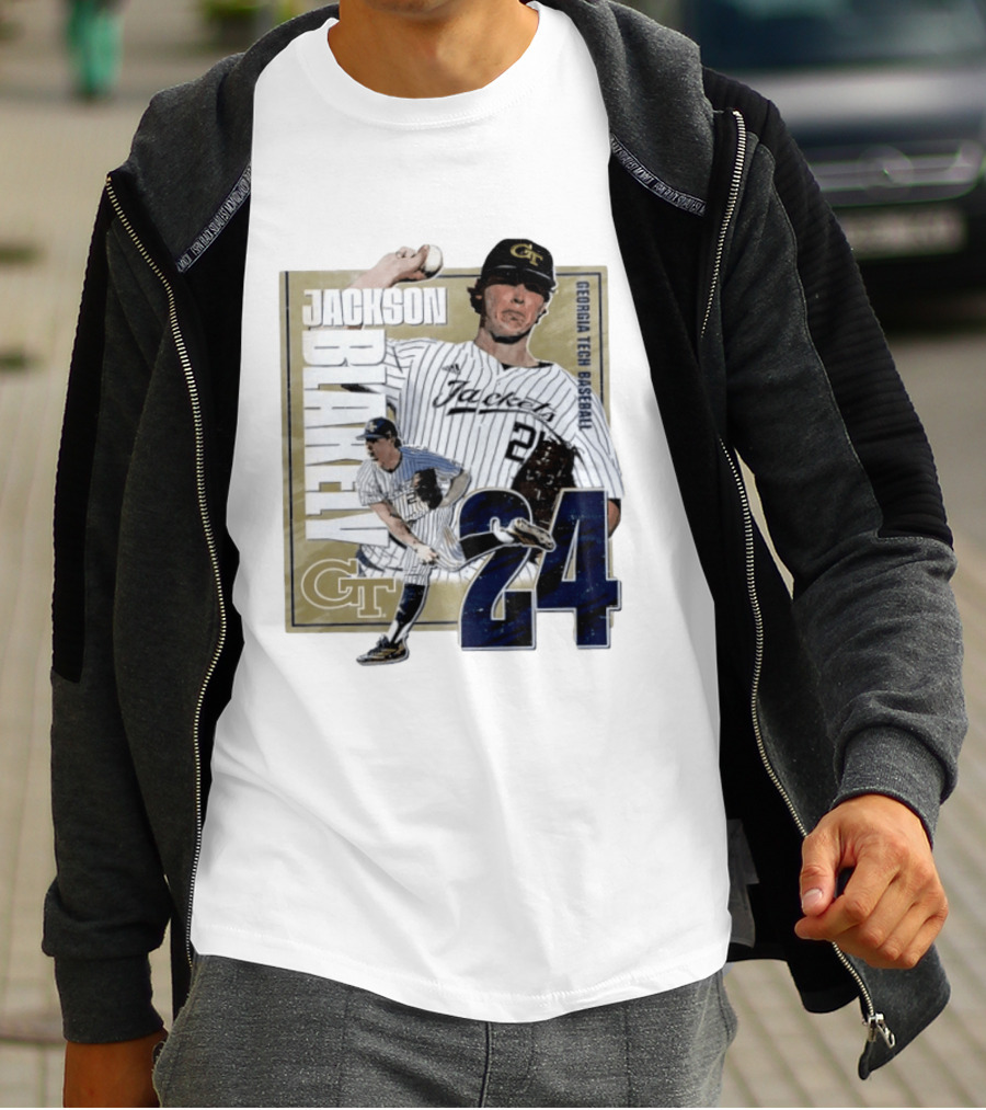 Jackson Blakely Georgia Tech Baseball GT 24 Player Student Athlete T-Shirt