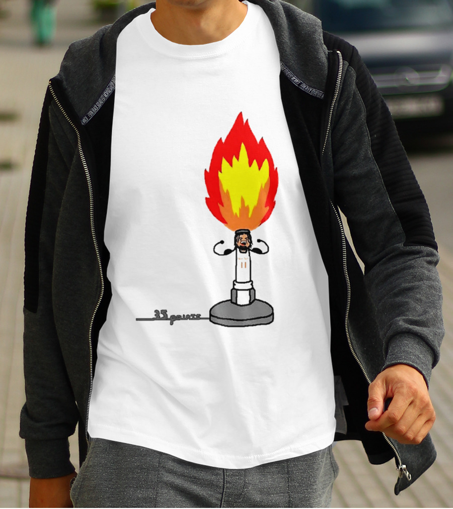 New York Knicks Jalen Brunson 35 Points It's Lit Flame T-Shirt