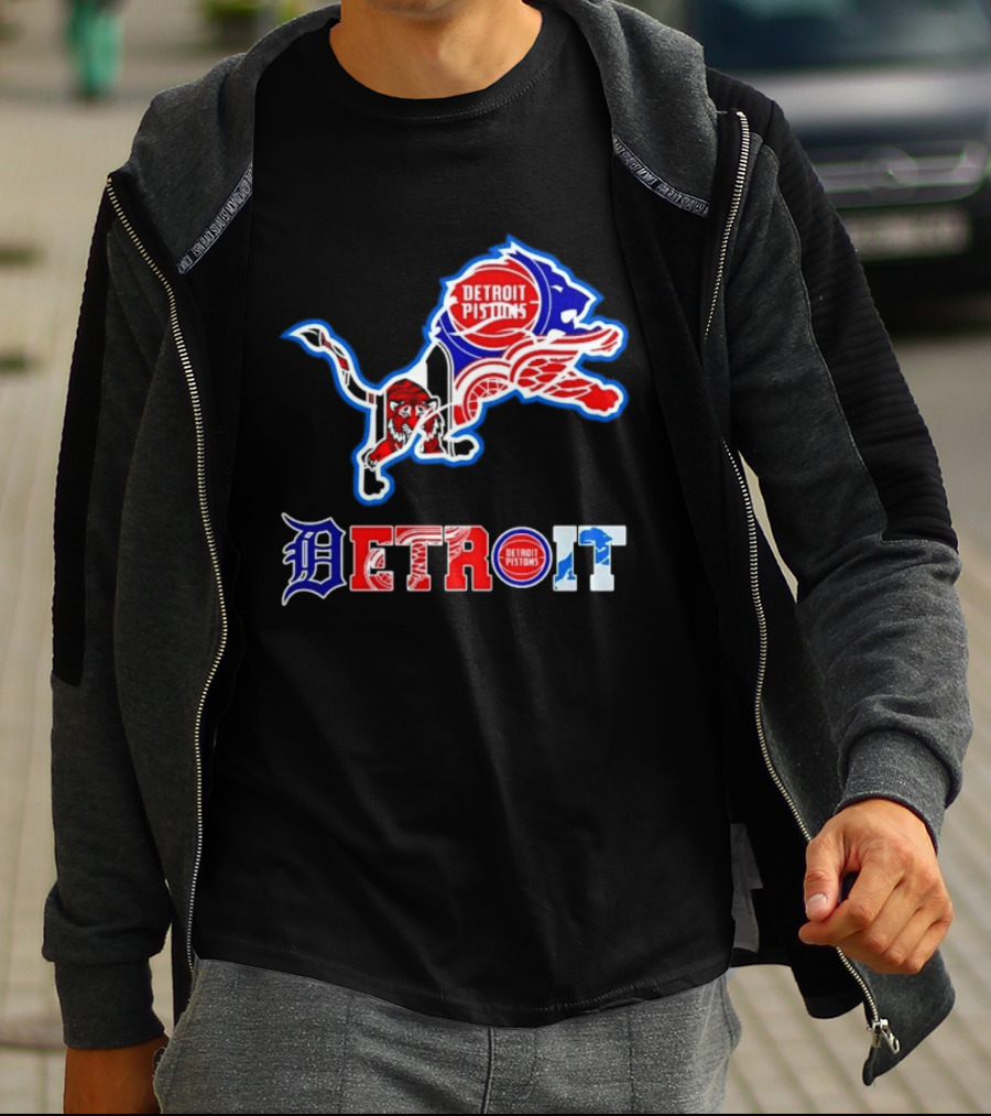 Detroit Lions Pistons Tigers Red Wings Sports Team Mashup T-Shirt