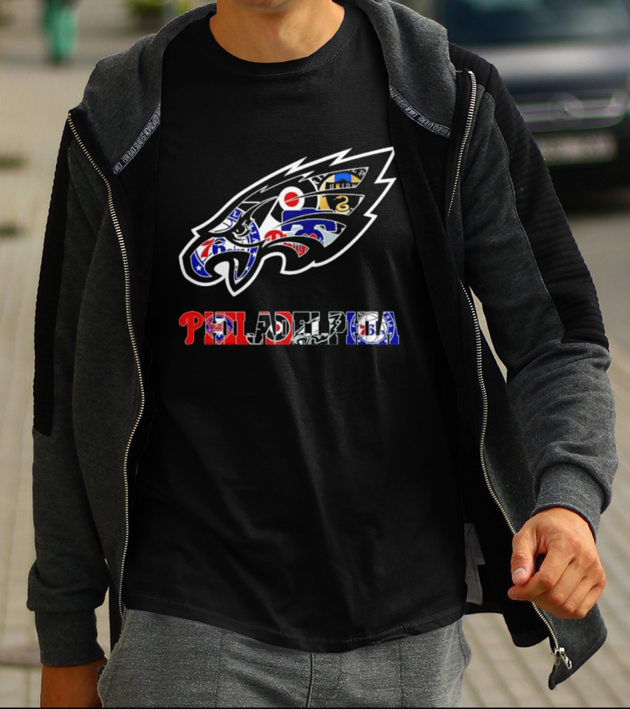 Philadelphia Sports Teams Logos Mashup Eagles Phillies Flyers Sixers Union T-Shirt
