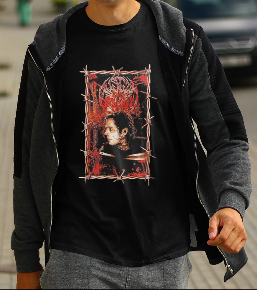 Austin Archey Barbed Wire Frame Art With Red Crown T-Shirt