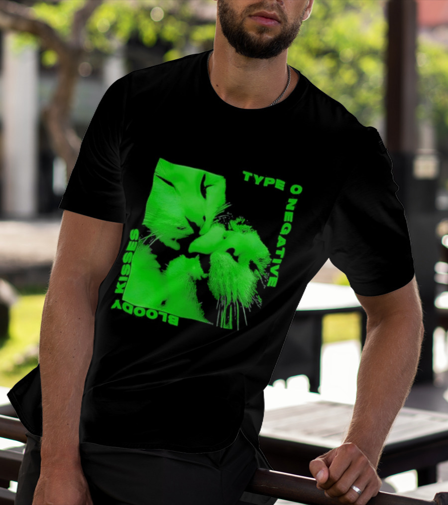 Type O Negative Cat Kissing Kisses Bloody T-Shirt