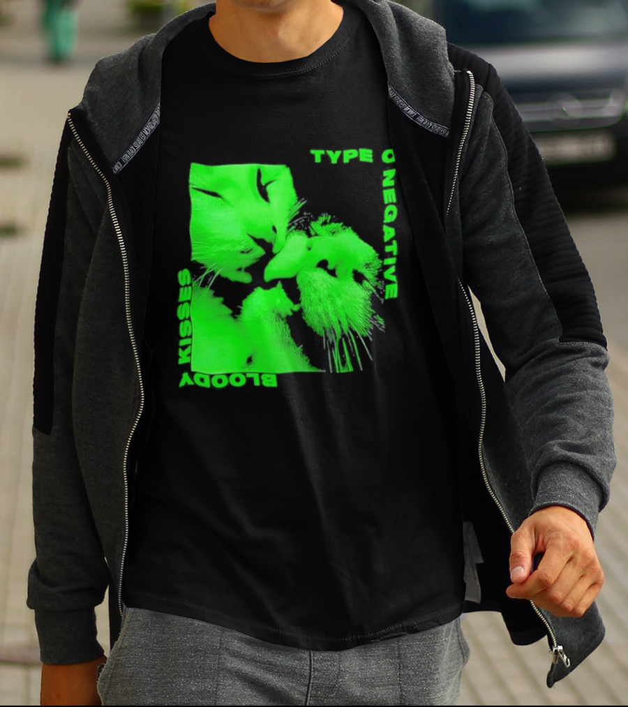 Type O Negative Cat Kissing Kisses Bloody T-Shirt