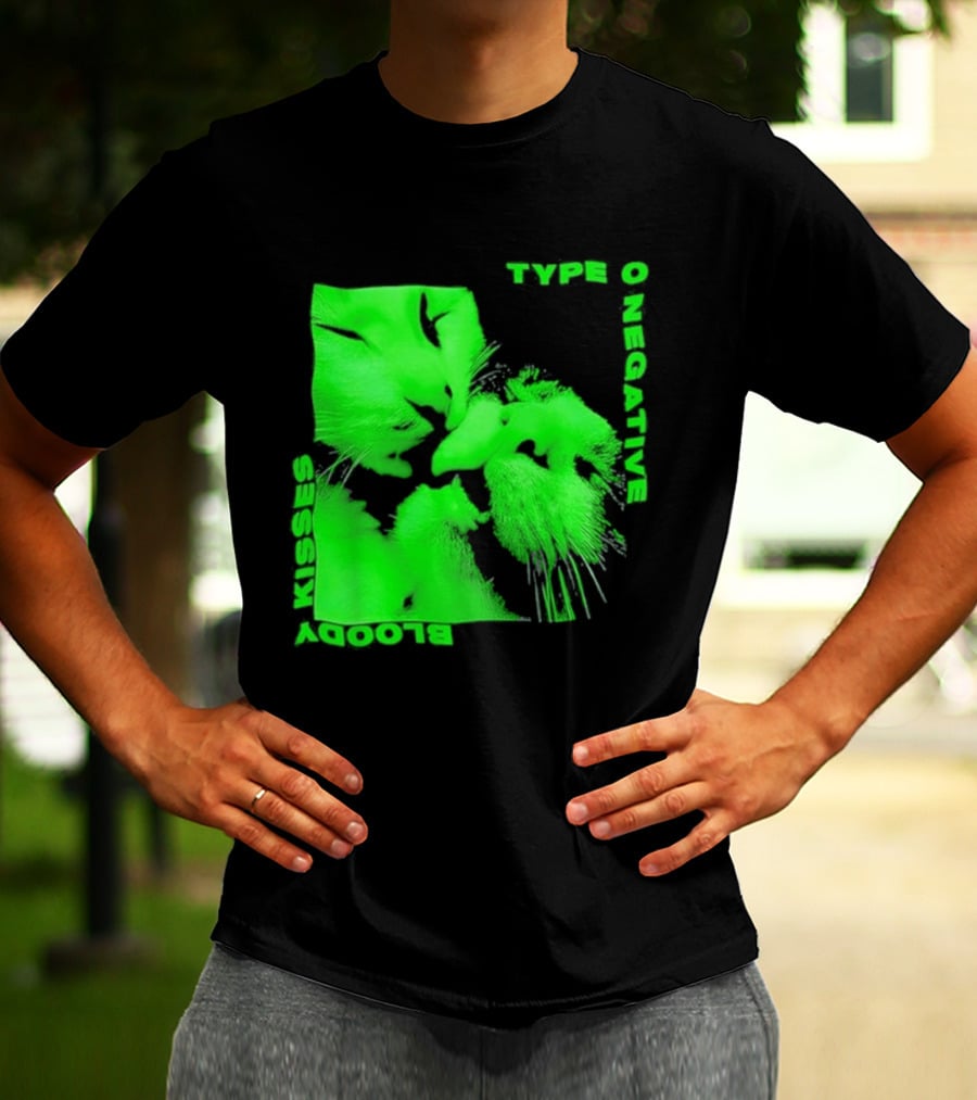 Type O Negative Cat Kissing Kisses Bloody T-Shirt