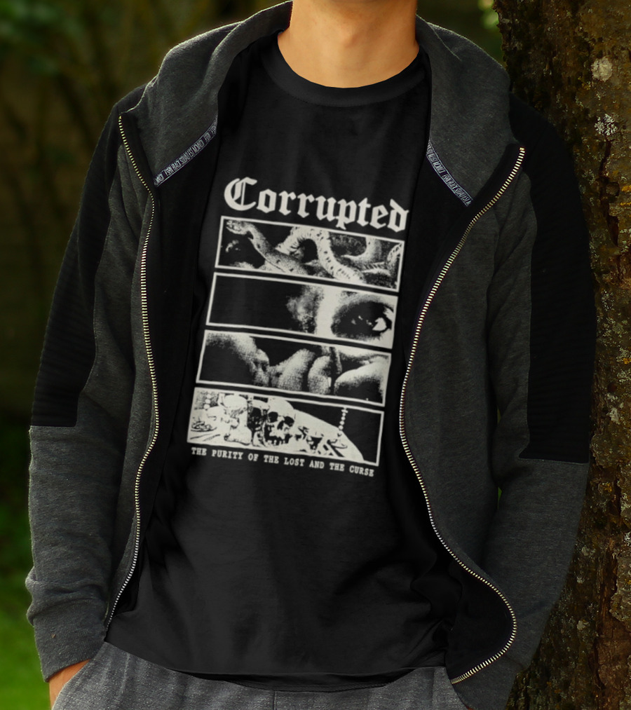 Corrupted The Purity Of The Lost And The Curse Eerie Monochrome Eye Panels T-Shirt