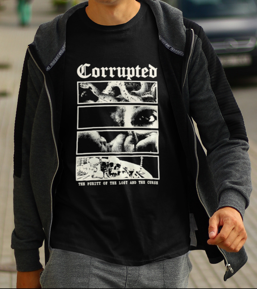 Corrupted The Purity Of The Lost And The Curse Eerie Monochrome Eye Panels T-Shirt