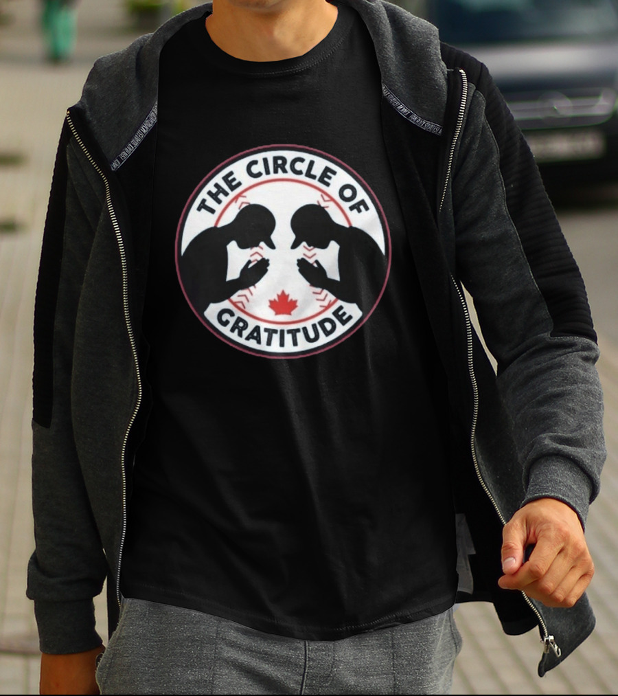 The Circle Of Gratitude Baseball Silhouette Emblem With Maple Leaf T-Shirt