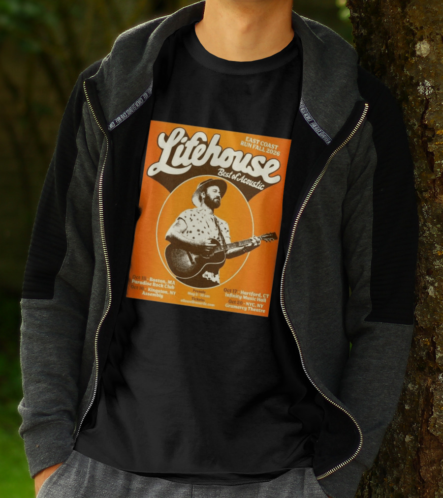 Lifehouse Best Of Acoustic East Coast Run Fall Tour 2026 Boston Hartford Kingston NYC T-Shirt