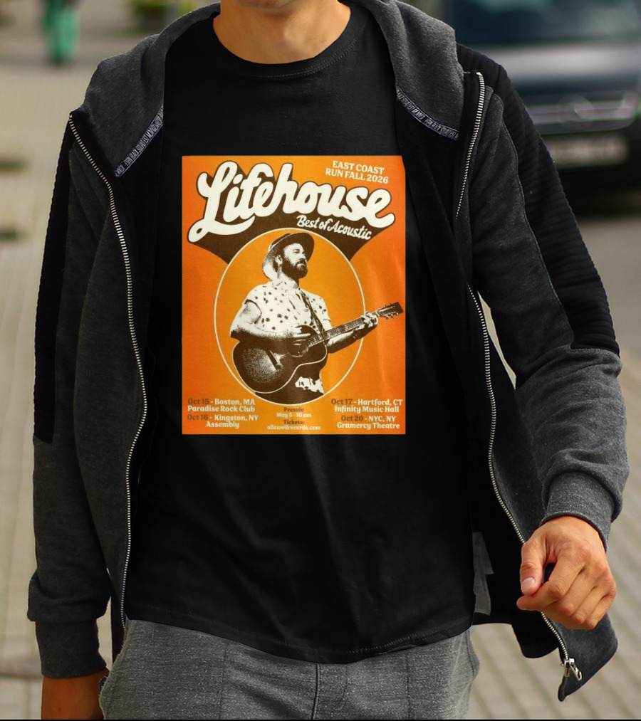 Lifehouse Best Of Acoustic East Coast Run Fall Tour 2026 Boston Hartford Kingston NYC T-Shirt