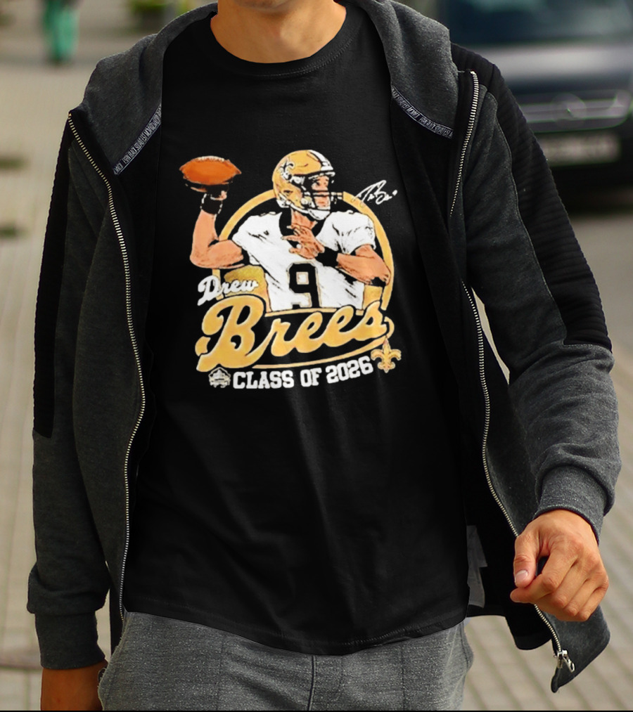 Drew Brees Class Of 2026 Vintage Football Quarterback Tribute NFL Fandom T-Shirt