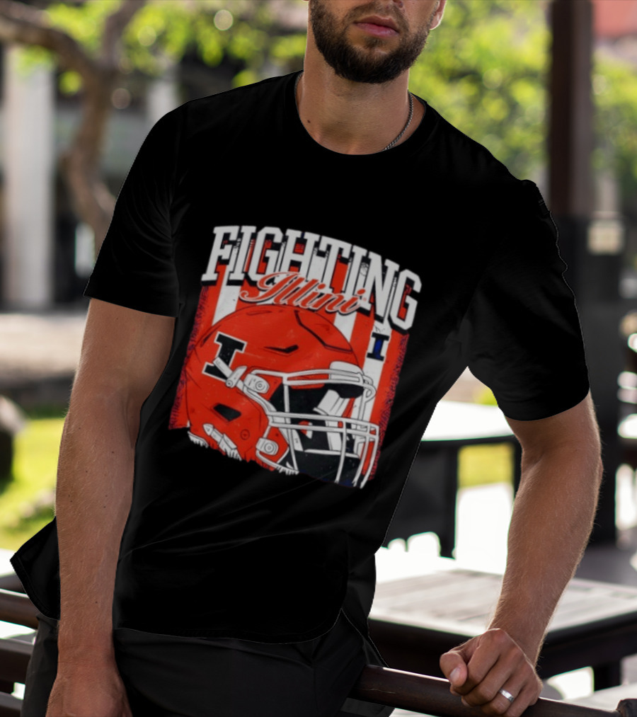 Fighting Illini NCAA Football Illinois Helmet T-Shirt