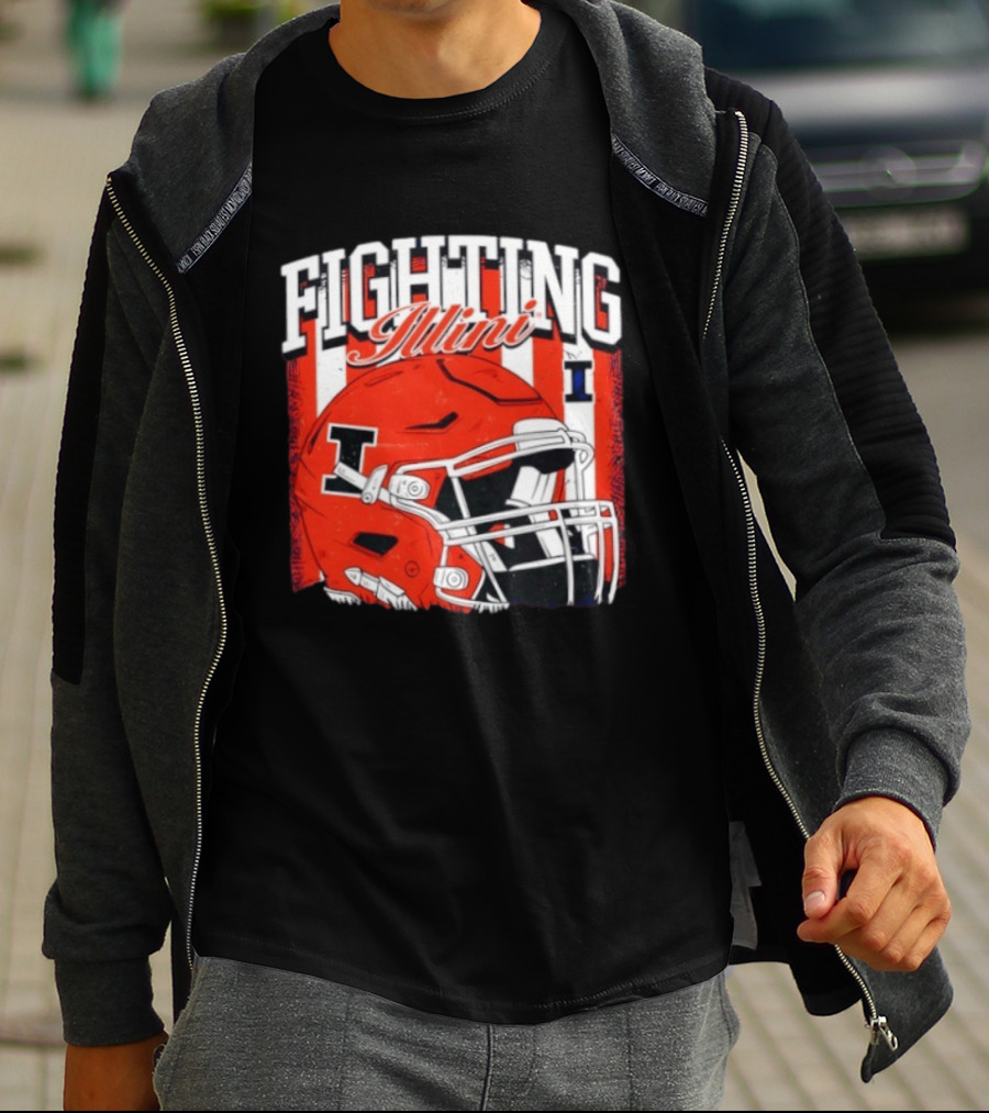 Fighting Illini NCAA Football Illinois Helmet T-Shirt