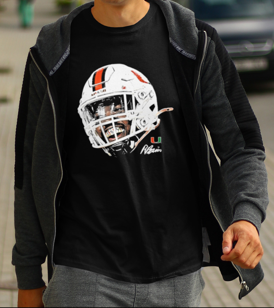 Miami Hurricanes Rueben Bain Jr. Game Face Helmet NCAA Football U T-Shirt