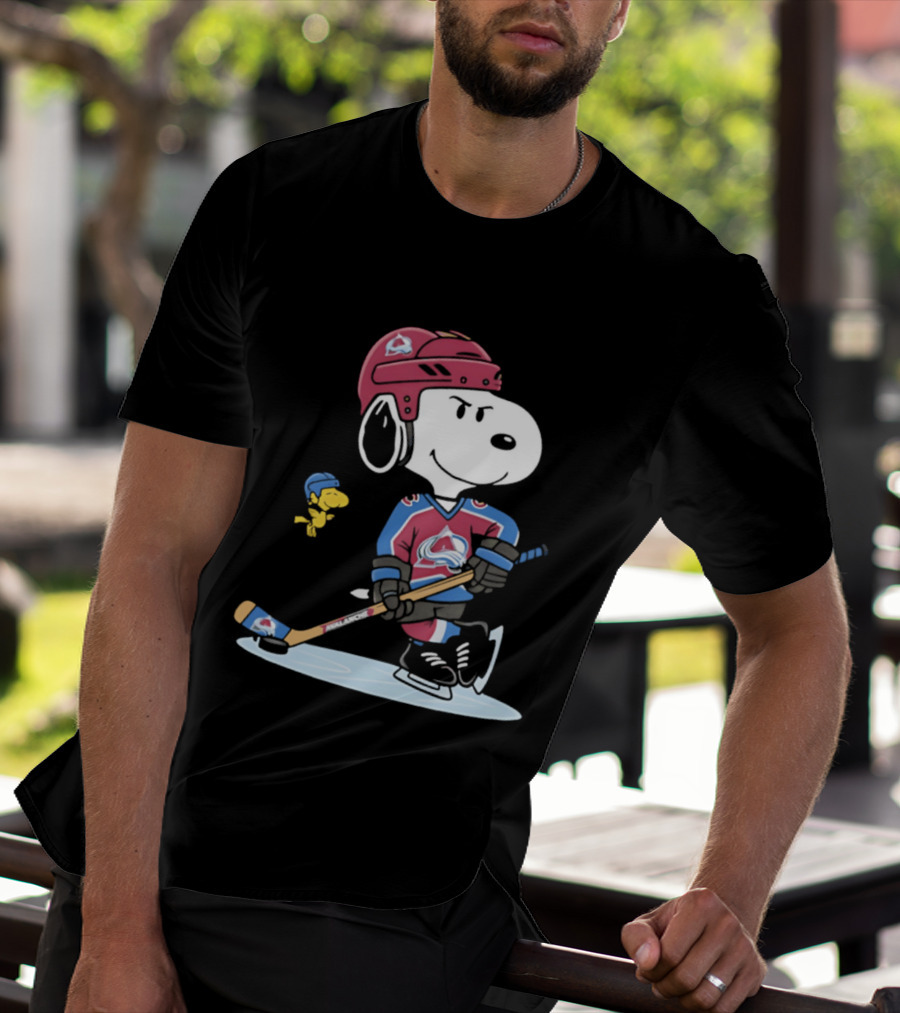 Snoopy Woodstock Colorado Avalanche NHL Hockey Peanuts Collaboration T-Shirt