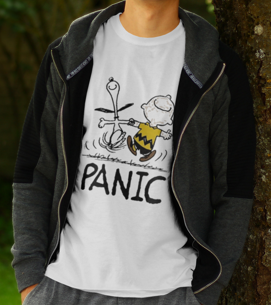 Charlie Brown Snoopy Panic Sometimes A Dog Is As Good As Any Man Peanuts Comic Strip Fun T-Shirt