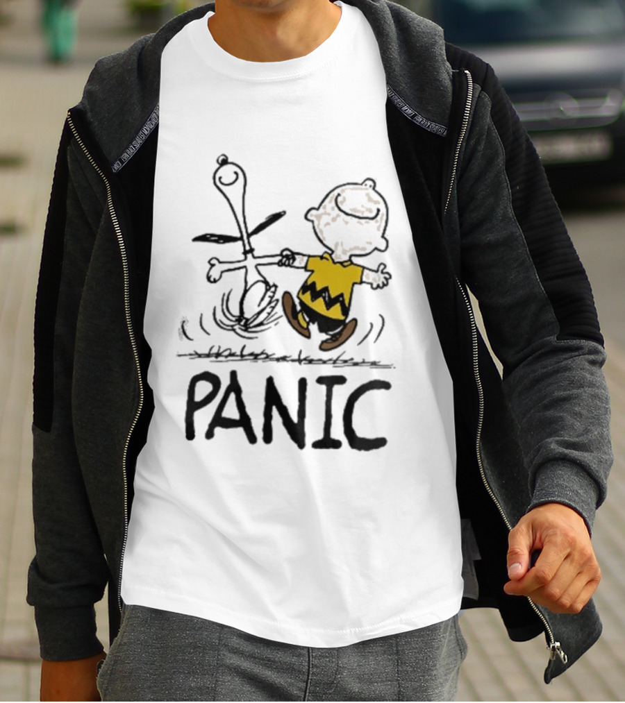 Charlie Brown Snoopy Panic Sometimes A Dog Is As Good As Any Man Peanuts Comic Strip Fun T-Shirt