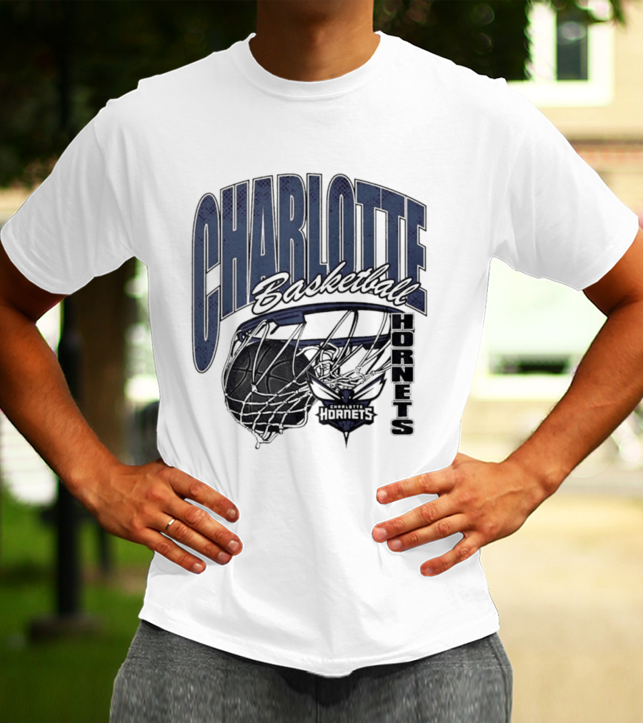 Charlotte Hornets Basketball Script Swish Iconic NBA Team T-Shirt