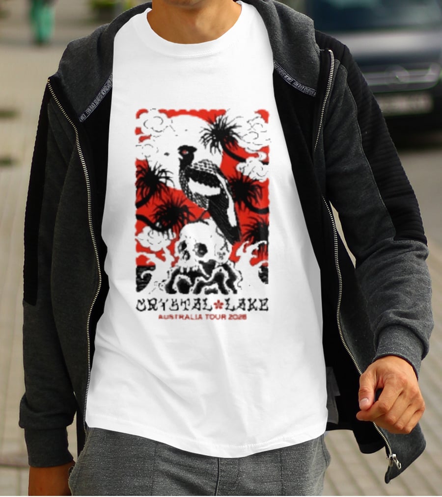 Crystal Lake Australia Tour 2026 Bird Skull Tropical T-Shirt