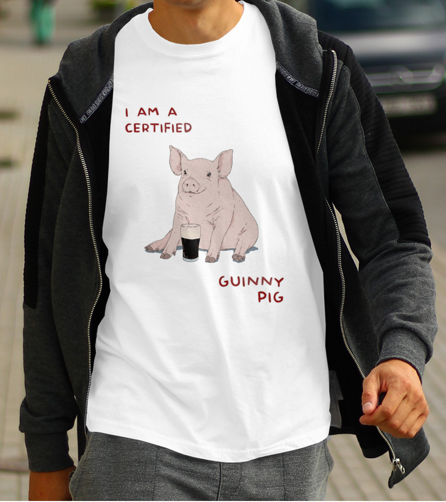 I Am Certified Guinny Pig With Beer Glass T-Shirt