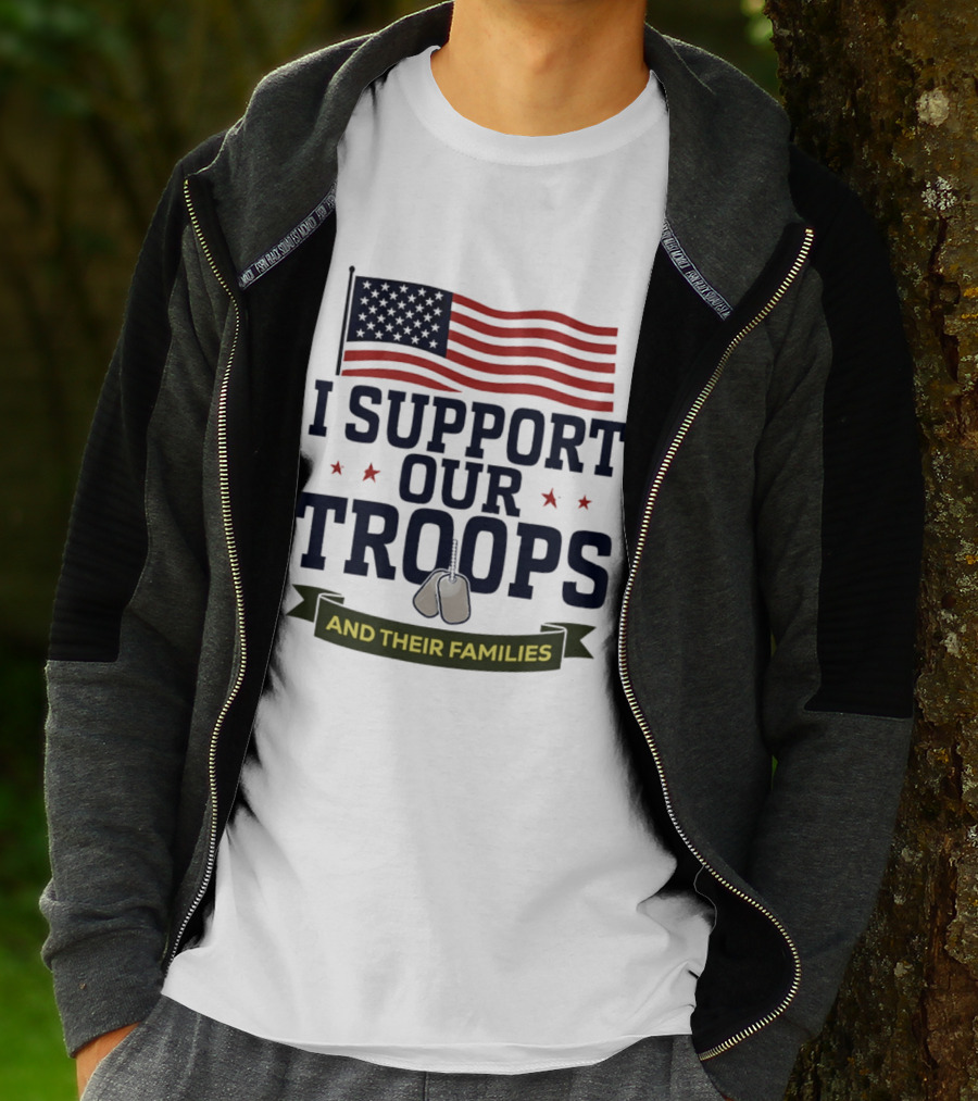 Support Our Troops And Their Families American Flag T-Shirt