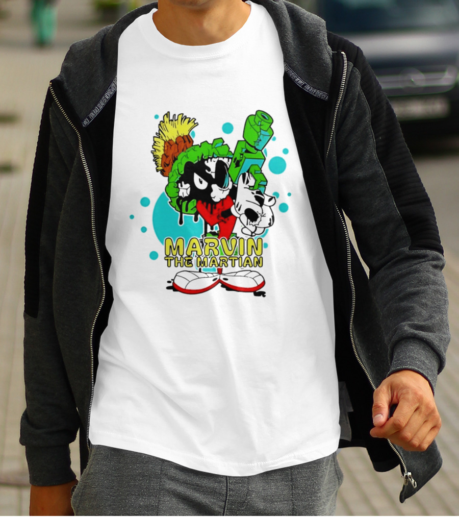 Marvin The Martian Retro Cartoon Character With Ray Gun T-Shirt