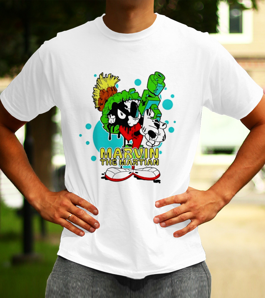 Marvin The Martian Retro Cartoon Character With Ray Gun T-Shirt