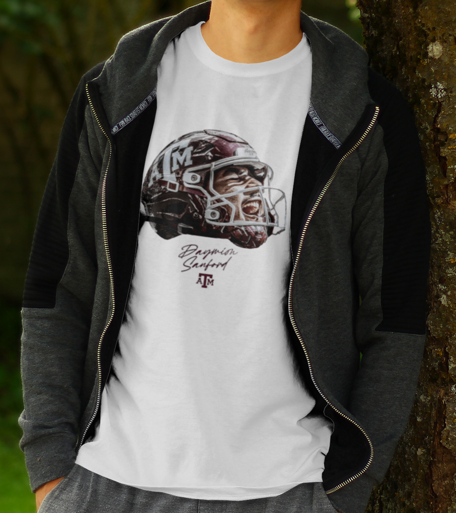 Texas A&M Aggies Football Helmet Game Face Daymion Sanford NCAA T-Shirt