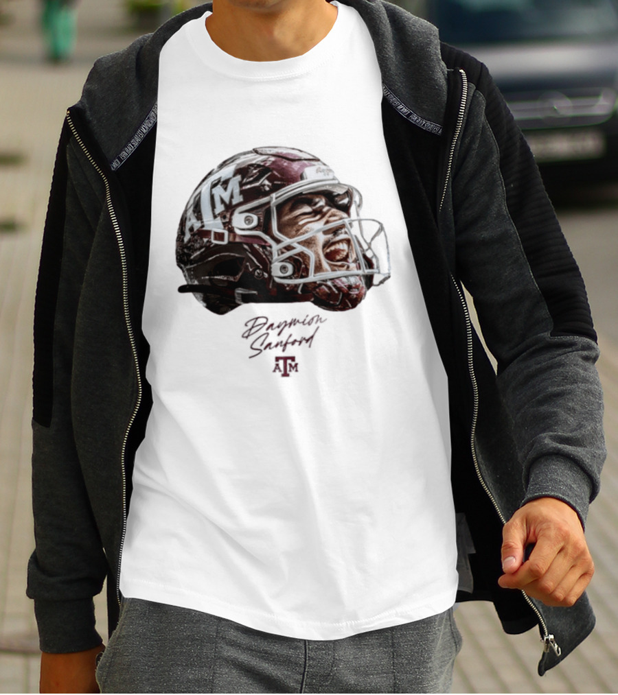 Texas A&M Aggies Football Helmet Game Face Daymion Sanford NCAA T-Shirt